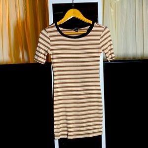 Forever, 21 mini dress, size small, beige, white, and brown striped.